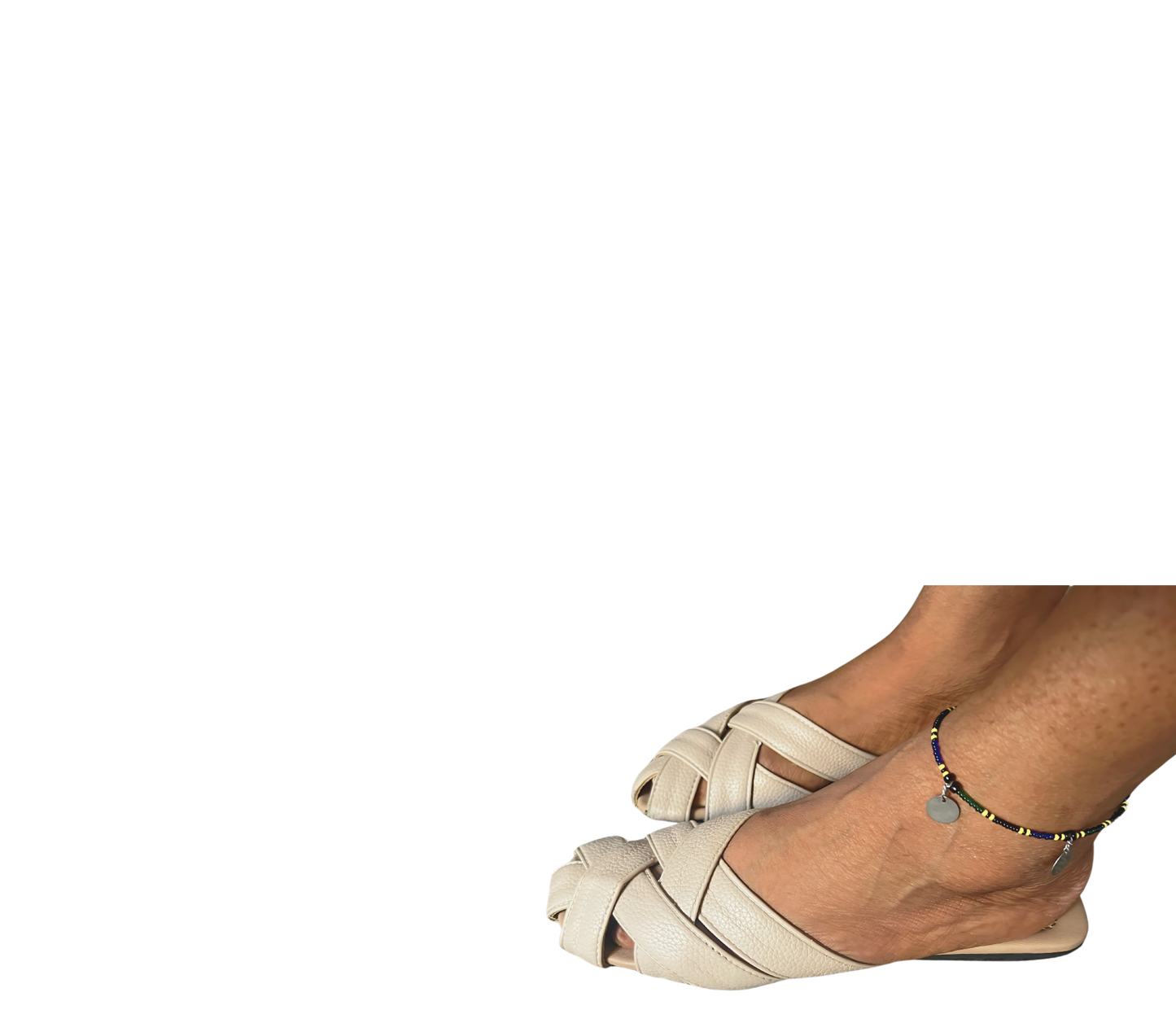 Leather Strap Cover Sandal- Cream