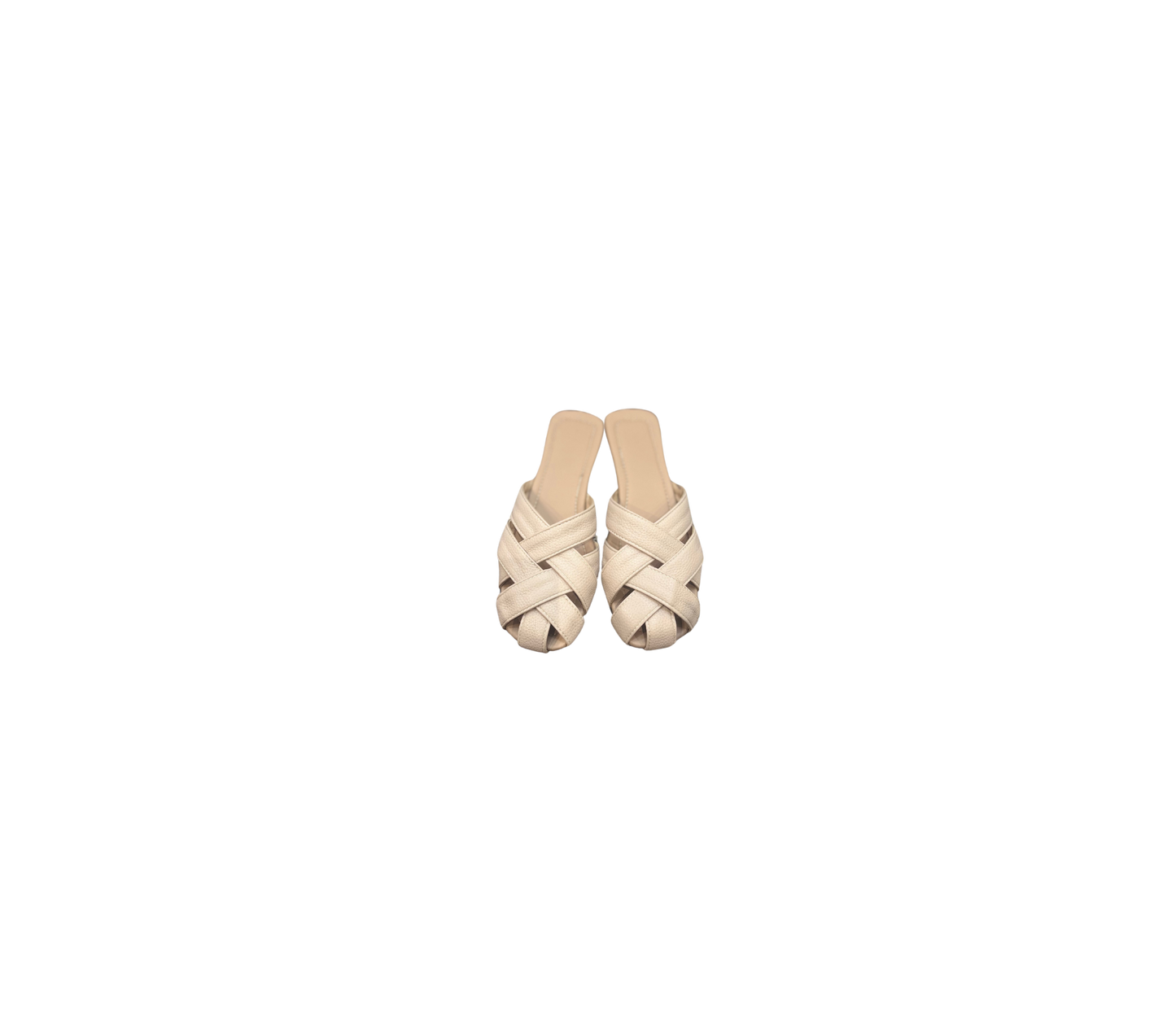 Leather Strap Cover Sandal- Cream