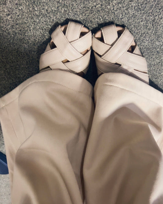 Leather Strap Cover Sandal- Cream