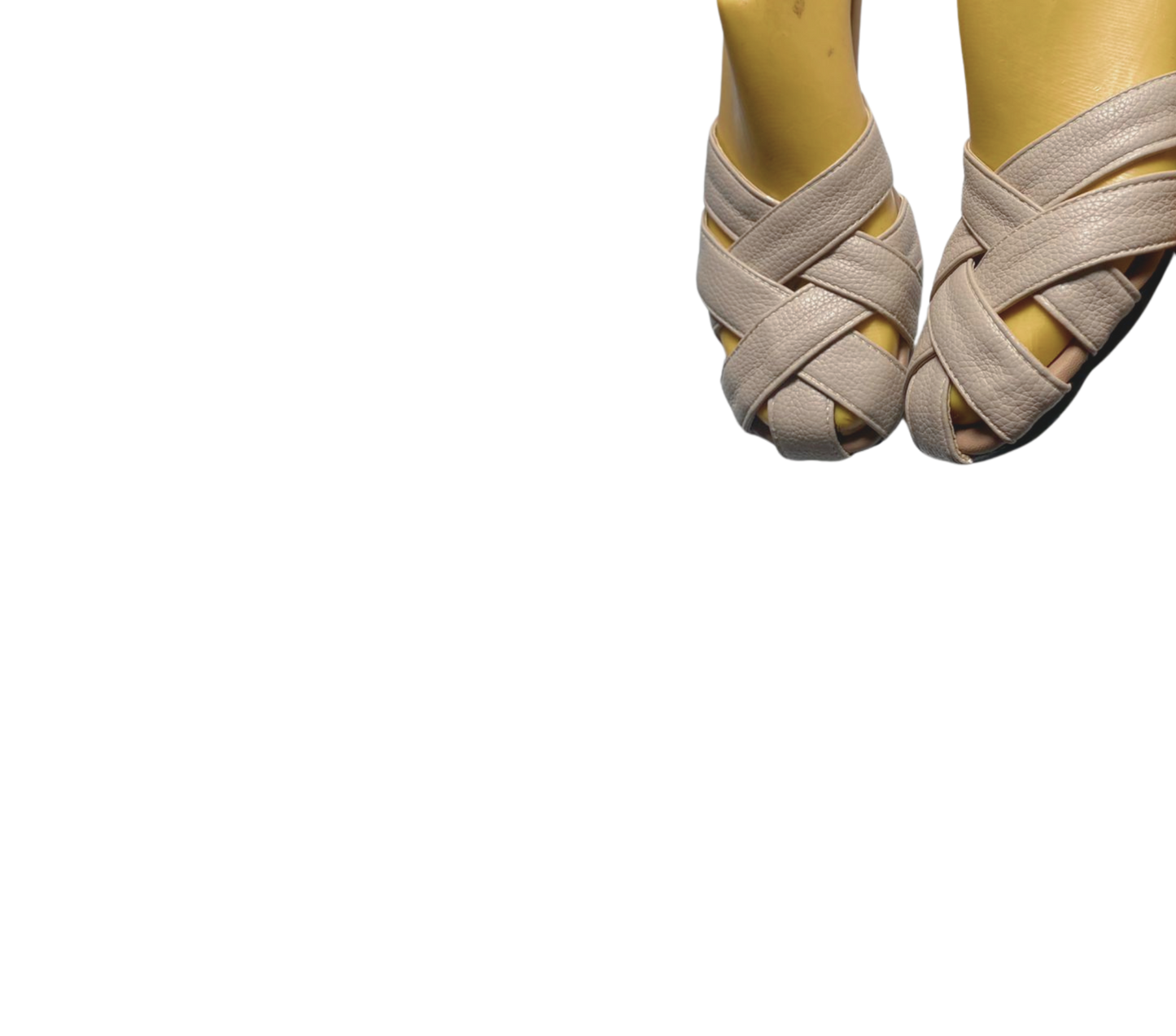 Leather Strap Cover Sandal- Cream