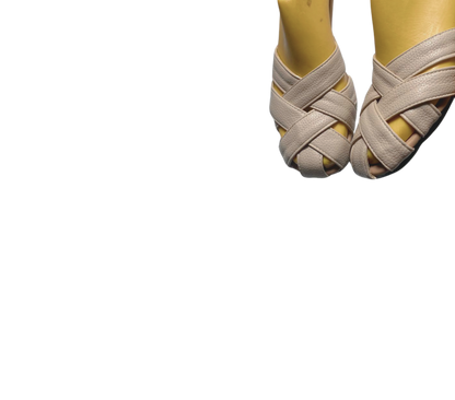 Leather Strap Cover Sandal- Cream