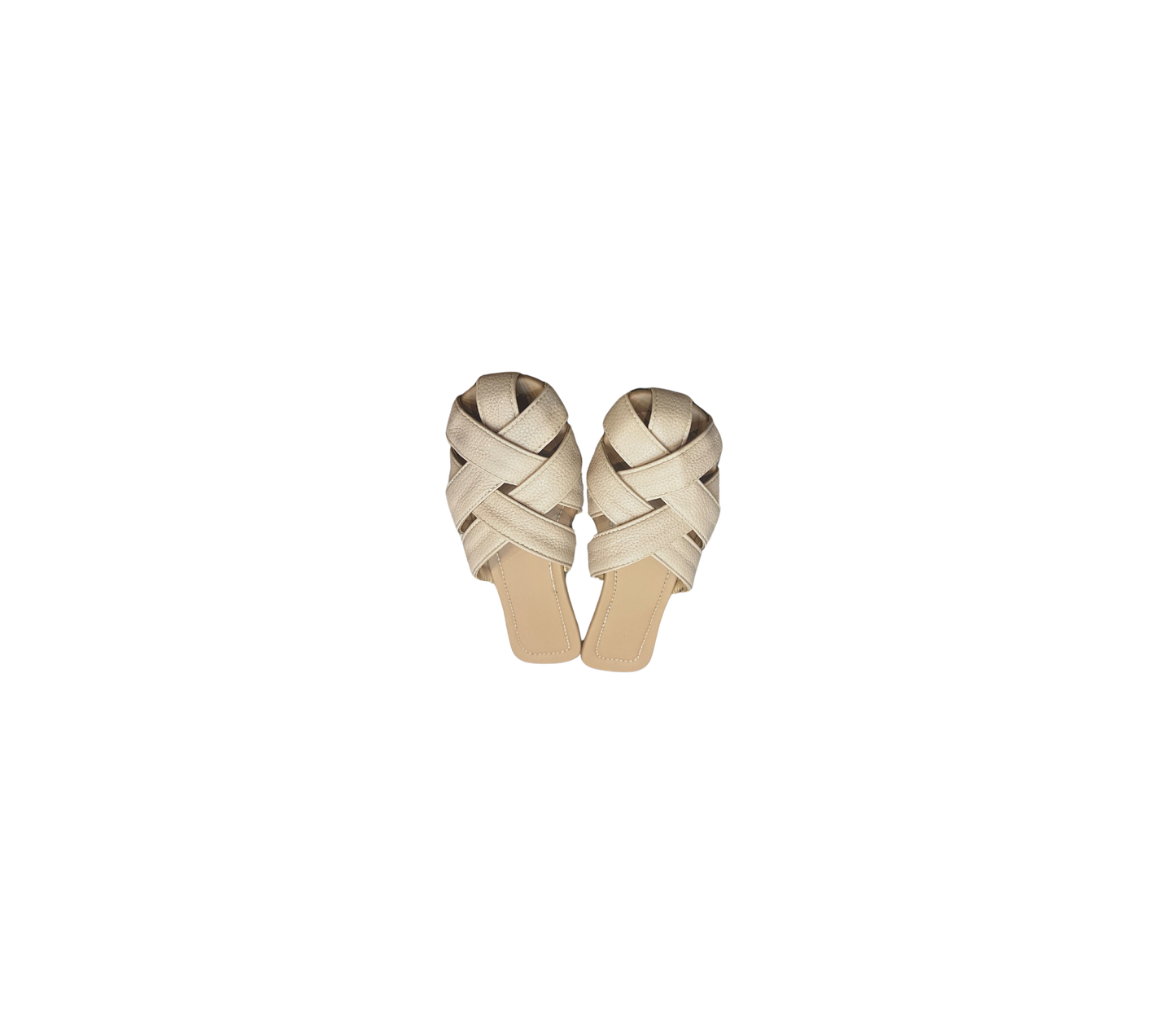 Leather Strap Cover Sandal- Cream