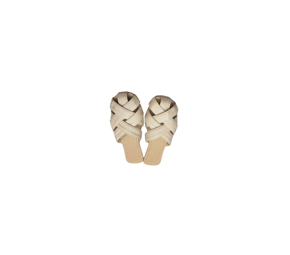 Leather Strap Cover Sandal- Cream
